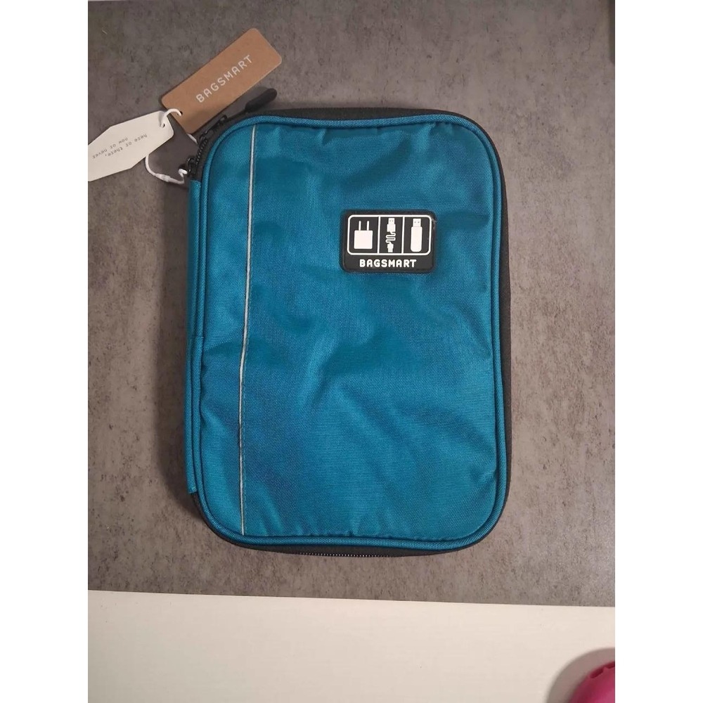 Bagsmart Electronic Organizer Travel Case Teal Blue Tech Accessory Pouch New